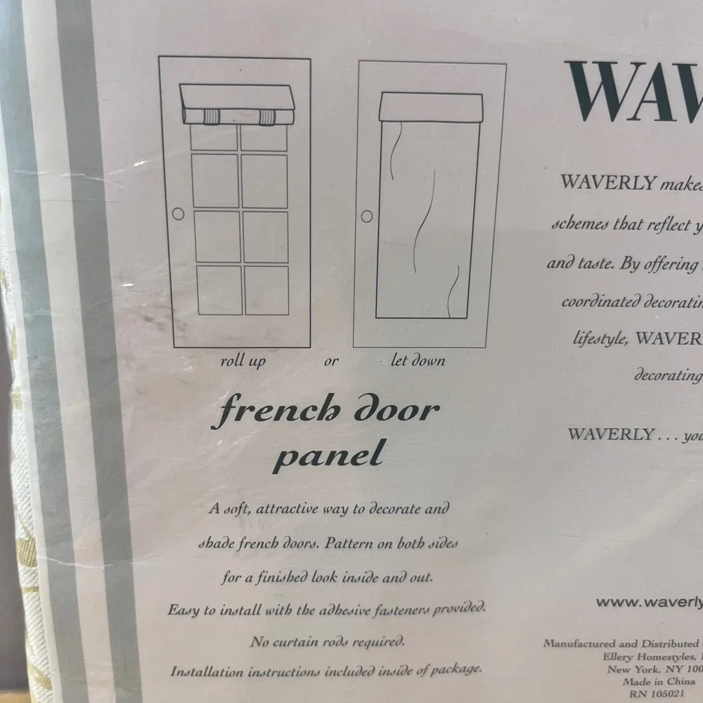 Waverly Richmond Buttercream French Door Panel 26x68 Vtg Style Damask Leaf Cream